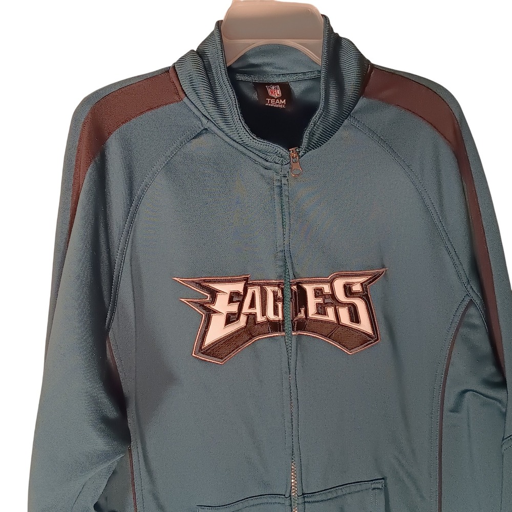 NFL Philadelphia Eagles Track Jacket Zip Up Teal Blue Mens Football Apparel